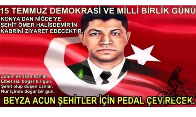 Aksaraylı genç bisikletçiden, Ömer Halisdemir için özel bisiklet turu