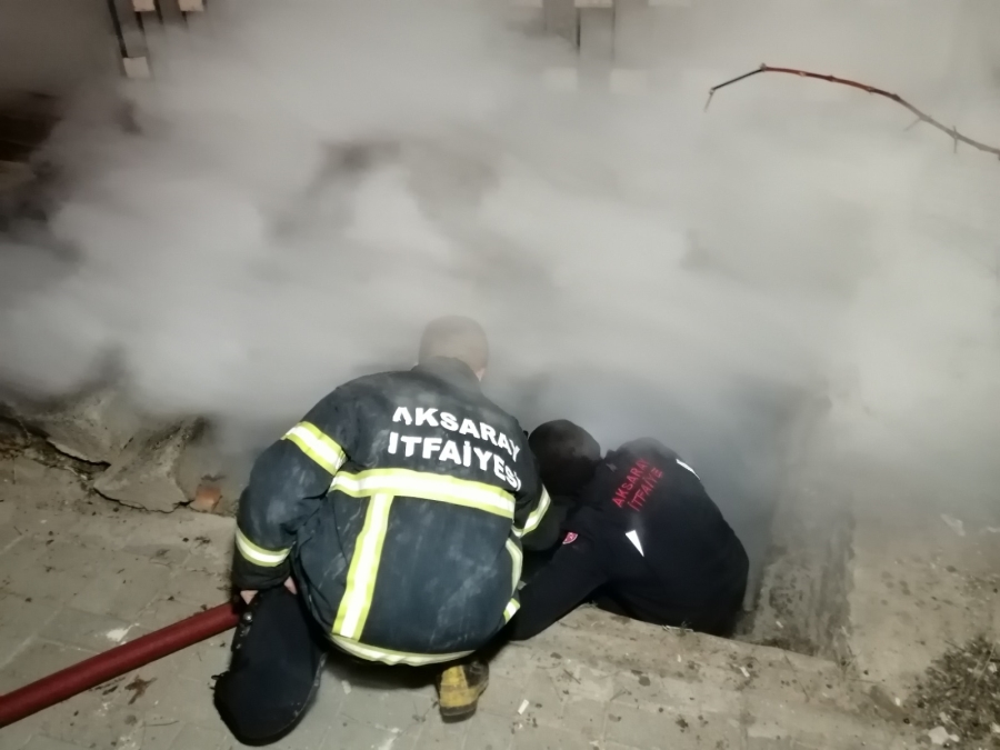 Müstakil evin odunluğu yandı