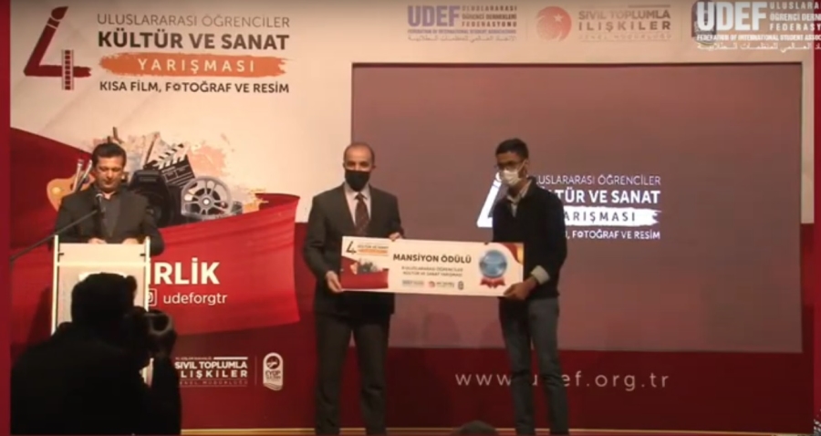 Aksaray Üniversitesi öğrencisi Sri Lankalı Rahman,film yarışmasında ödül aldı