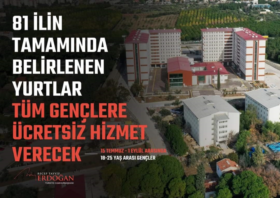 81 ilin tamamında belirlenen yurtlar tüm gençlere ücretsiz hizmet verecek 
