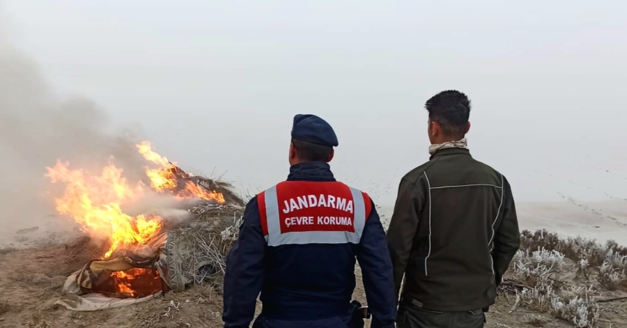 Avcılıkta kullanılması yasak olan güme imha edildi