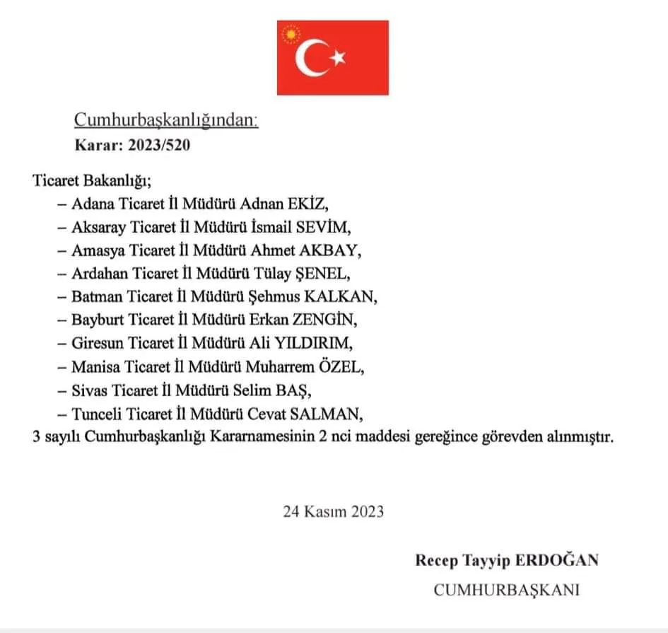 Aksaray İl Ticaret Müdürü görevden alındı 