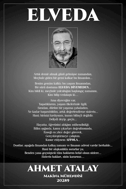 5 yıl önce yazdığı veda mektubu, ölüm ilanı oldu