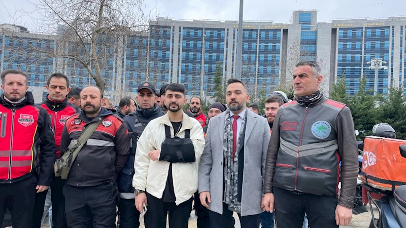 İstanbul - Çekici ile otomobil arasına sıkışarak ağır yaralanan kurye, adliyede basın açıklaması yaptı
