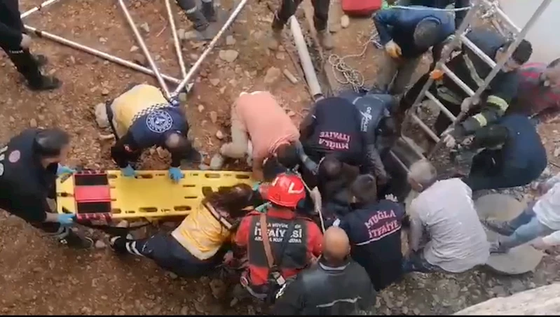 Bodrum’da 4 metrelik kuyuya düşen işçiyi itfaiye kurtardı