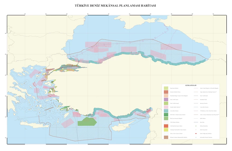 Türkiye Deniz Mekansal Planlaması haritası yayımlandı