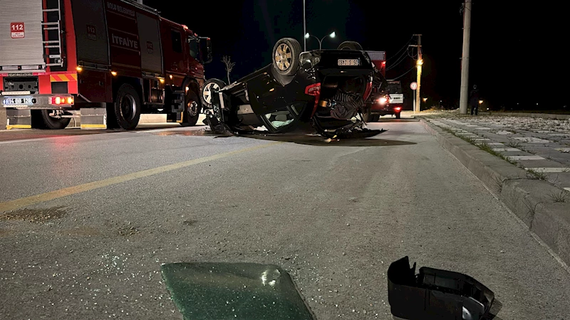 Takla atan otomobilde yangın çıktı: 1 yaralı