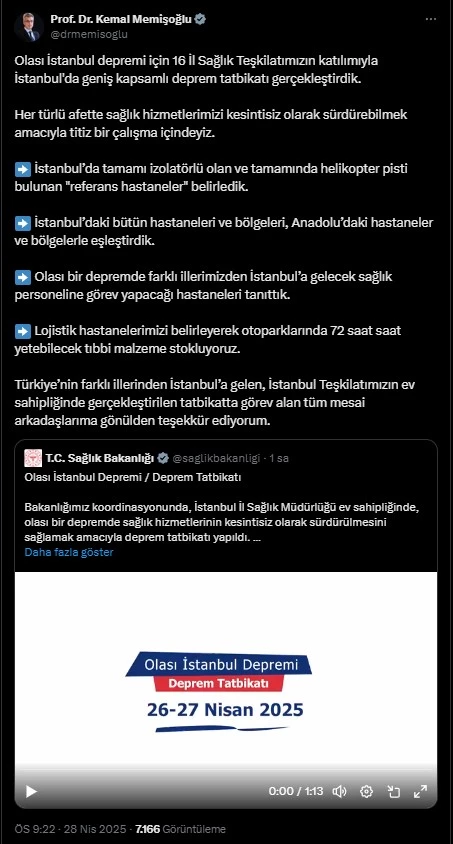 İstanbul - Bakan Memişoğlu