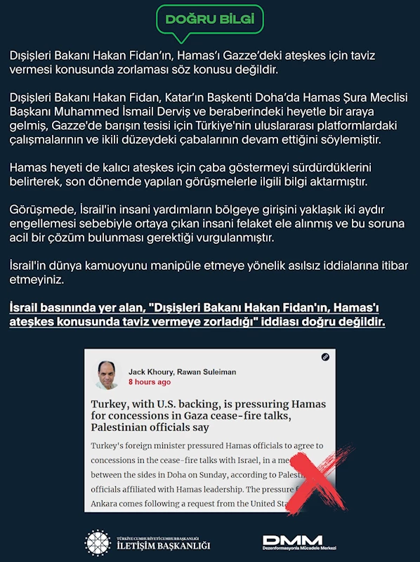 DMM: ‘Bakan Fidan’ın Hamas