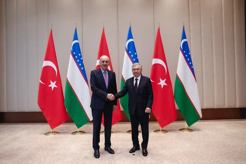 Özbekistan Cumhurbaşkanı Mirziyoyev, TBMM Başkanı Kurtulmuş’u kabul etti / Video eklendi
