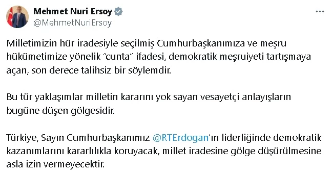 Bakan Ersoy: Cumhurbaşkanımıza yönelik 