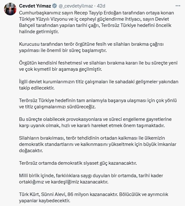 Cumhurbaşkanı Yardımcısı Yılmaz: 