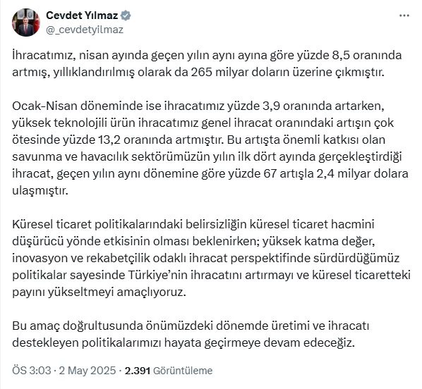 Cevdet Yılmaz: Türkiye
