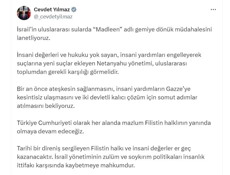 Cevdet Yılmaz: İsrail