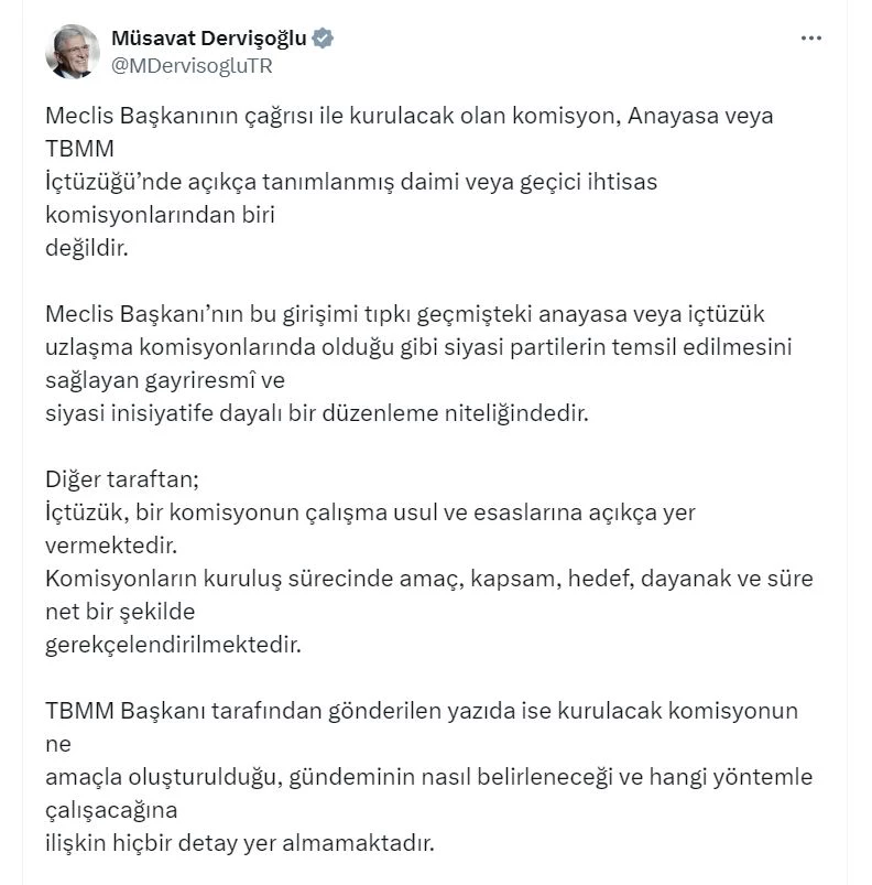 Dervişoğlu: İYİ Parti olarak komisyonda yer almayacağız