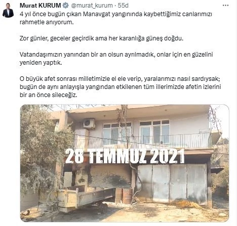 Bakan Kurum: Yangından etkilenen tüm illerimizde afetin izlerini sileceğiz