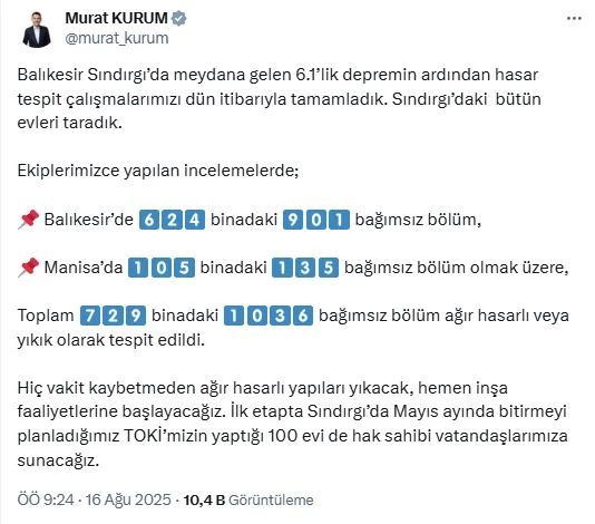Bakan Kurum: Balıkesir