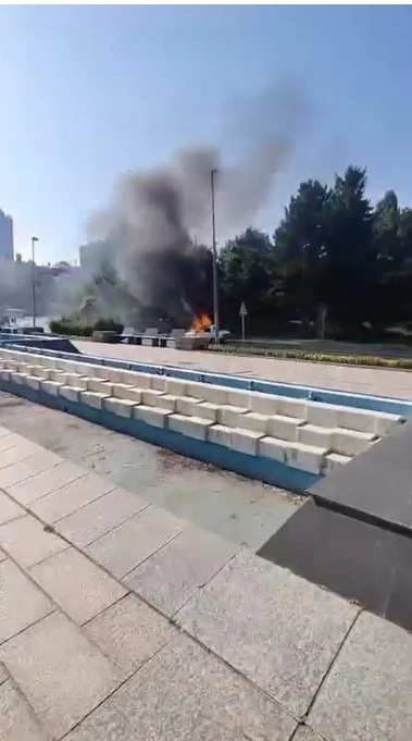 TBMM önünde otomobilini yaktı, gözaltına alındı