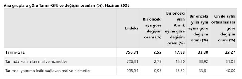 TÜİK: Tarımsal girdi fiyatları haziranda arttı