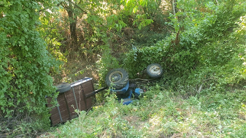 Şarampole yuvarlanan traktörün sürücüsü ağır yaralandı 