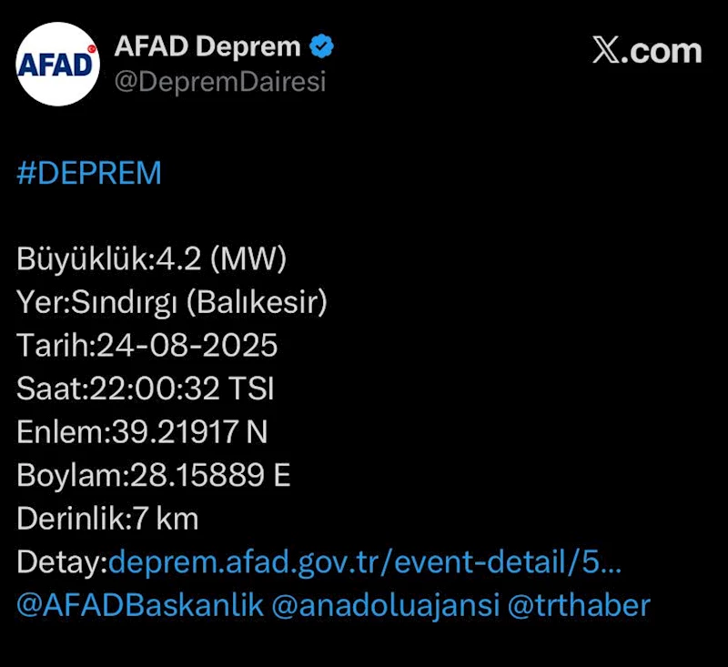 Balıkesir’de 3 dakikada en büyüğü 4.8 olan 3 deprem oldu / Ek fotoğraflar