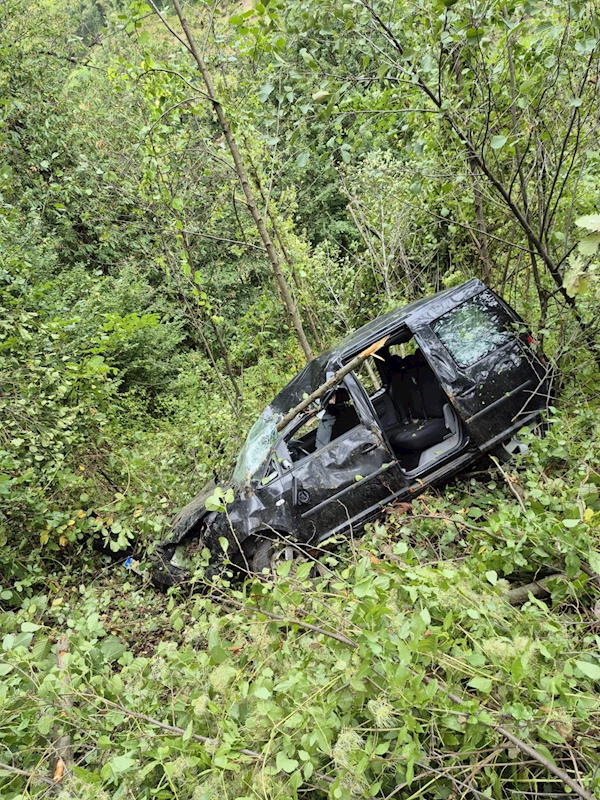 Hafif ticari araç şarampole yuvarlandı; 1 ölü 2 yaralı