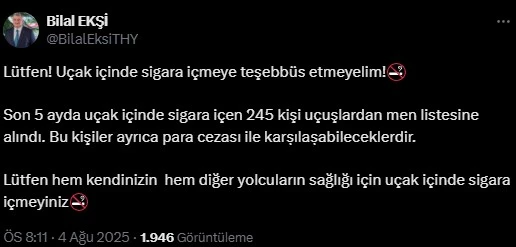 İstanbul - THY uçaklarında sigara içen 245 kişi uçuşlardan men edildi 