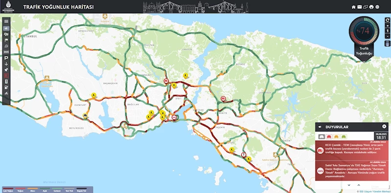 İstanbul - İstanbul’da akşam saatlerinde trafik yoğunluğu yüzde 74