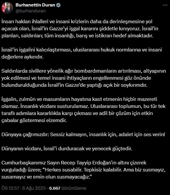 İletişim Başkanı Duran: İşgalin kalıcılaştırılması, uluslararası hukuka aykırıdır