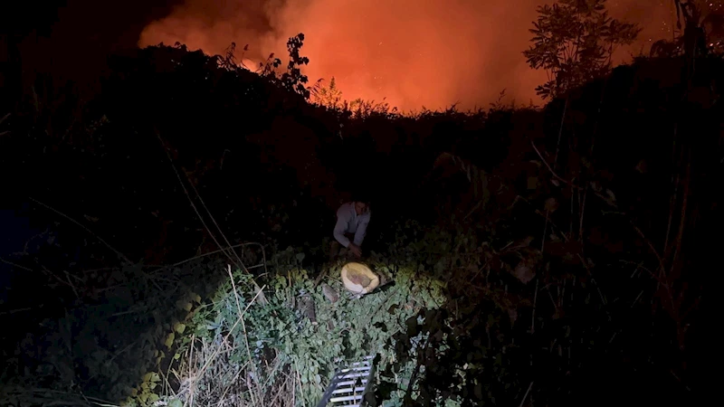 Sazlıktaki yangına müdahale sırasında çalılara takılan kişi kurtarıldı