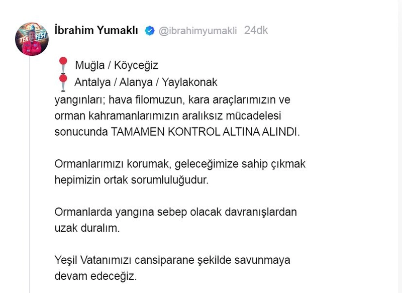 Bakan Yumaklı: Muğla ve Antalya