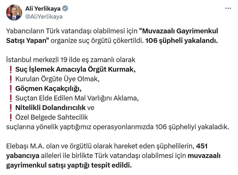 19 ilde organize suç örgütü operasyonu: 106 gözaltı
