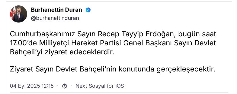 Cumhurbaşkanı Erdoğan, Devlet Bahçeli