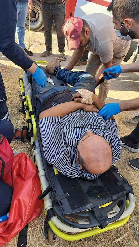 Yem karma makinesine düşen işçiyi itfaiye kurtardı